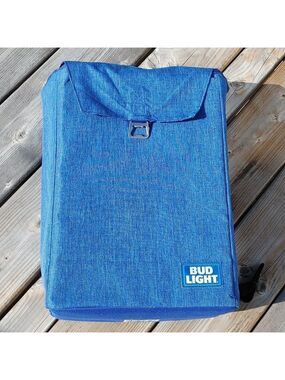 LARGE BUD LIGHT Cooler Backpack Denim Look Bottle Opener